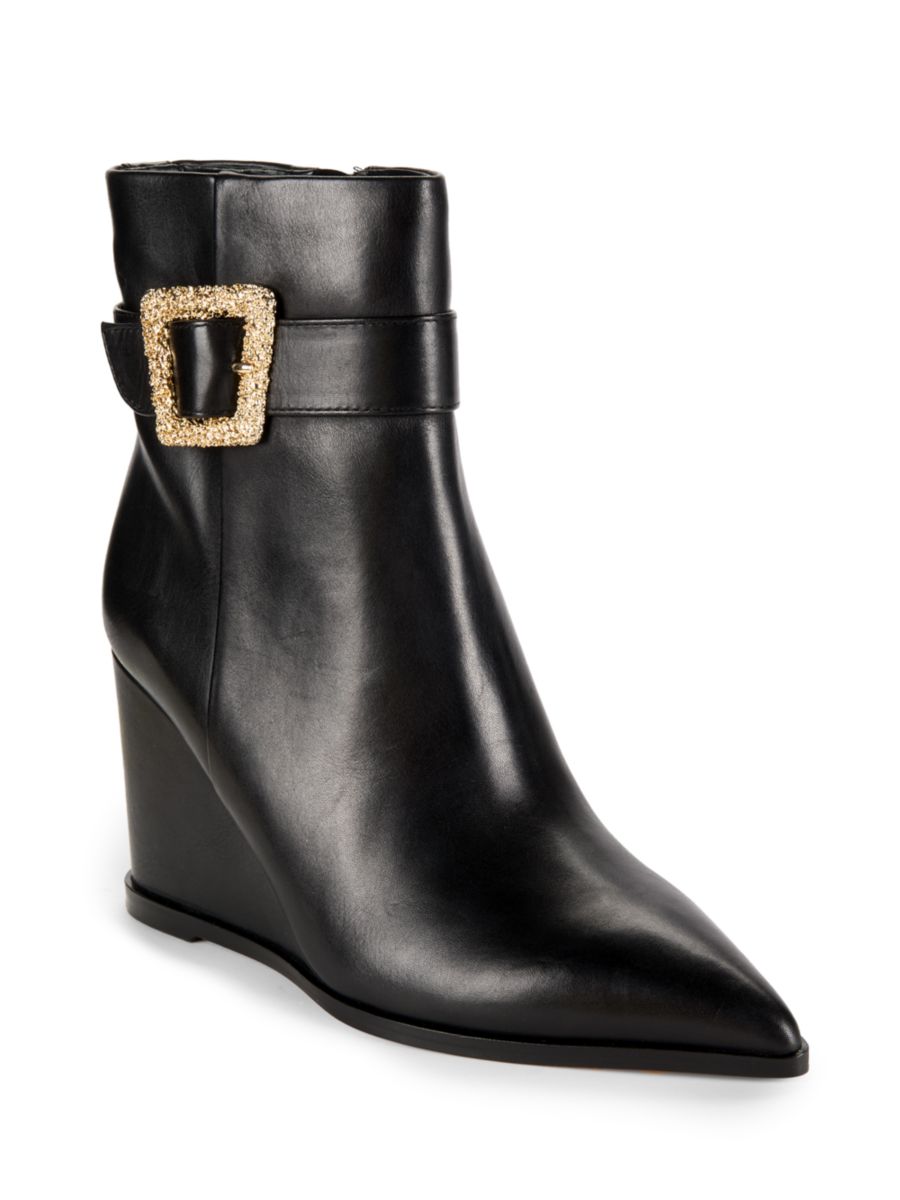 Ботильоны Weslie из кожи на танкетке Sam Edelman, черный — фото 2