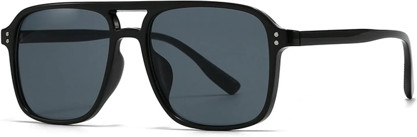 

Мужские солнцезащитные очки в стиле ретро с двойной перемычкой и заклепками, женские солнцезащитные очки с защитой от УФ-излучения UV400 TVTBBVV, Black Grey