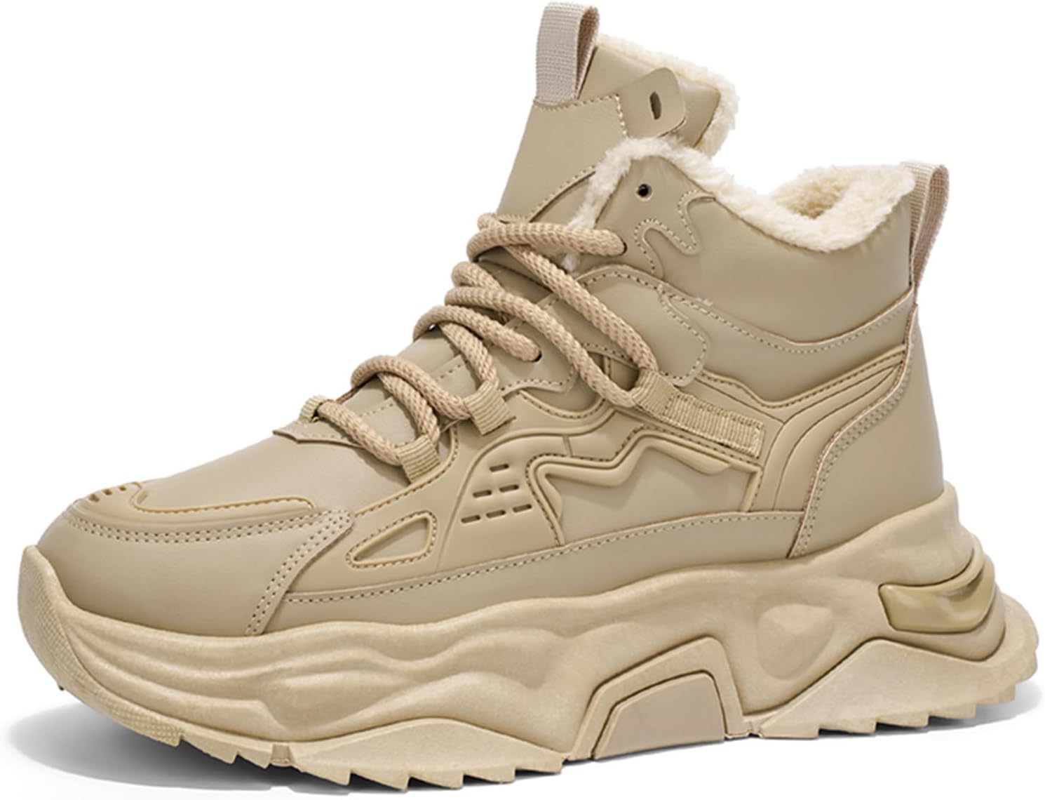 

Мужские зимние кроссовки с толстой подошвой, теплые белые плюшевые обувь Generic