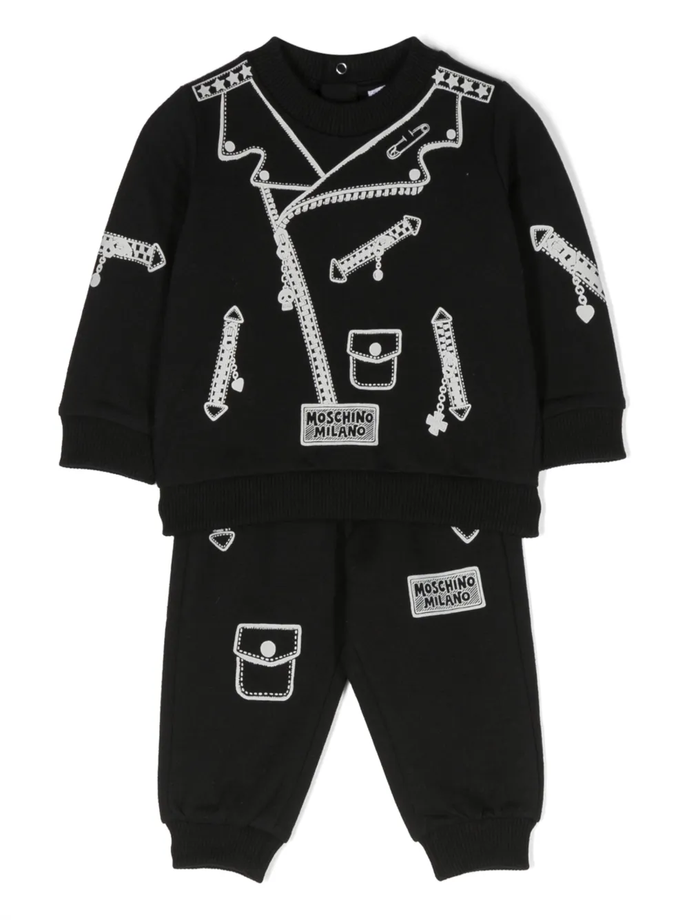 

Комплект из топа и брюк с графичным принтом Moschino Kids, черный