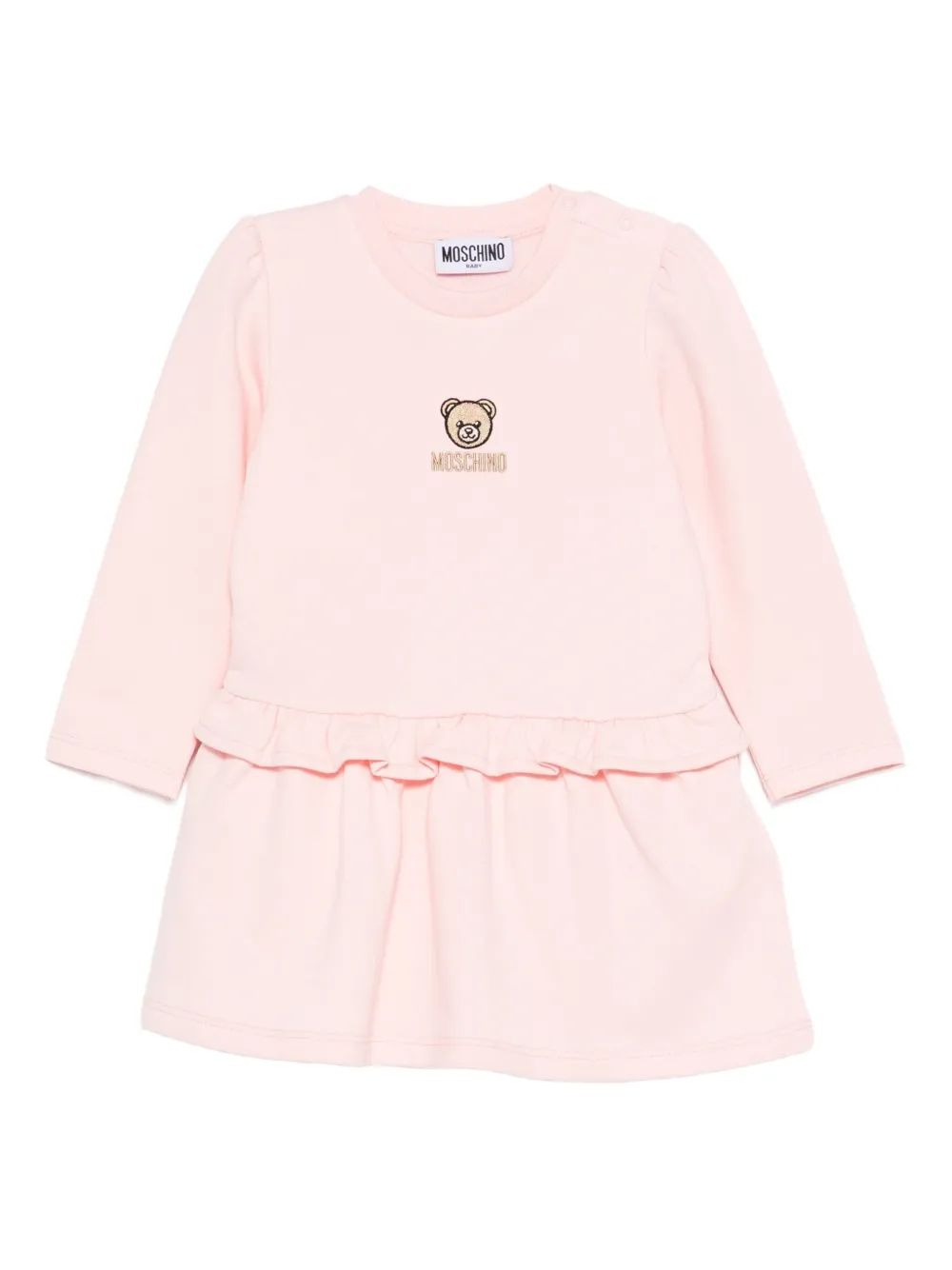 

Платье с оборками и вышивкой Moschino Kids, розовый