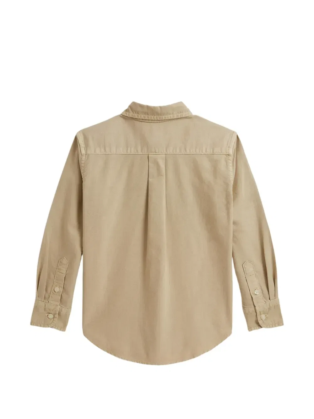 Хлопковая рубашка-оксфорд с деталью-логотипом Polo Ralph Lauren Kids, бежевый — фото 2