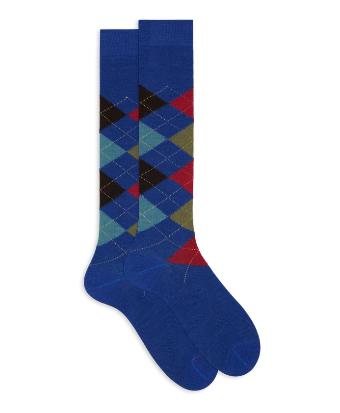 

Длинные шерстяные носки с интарсическим узором Gallo, мультиколор