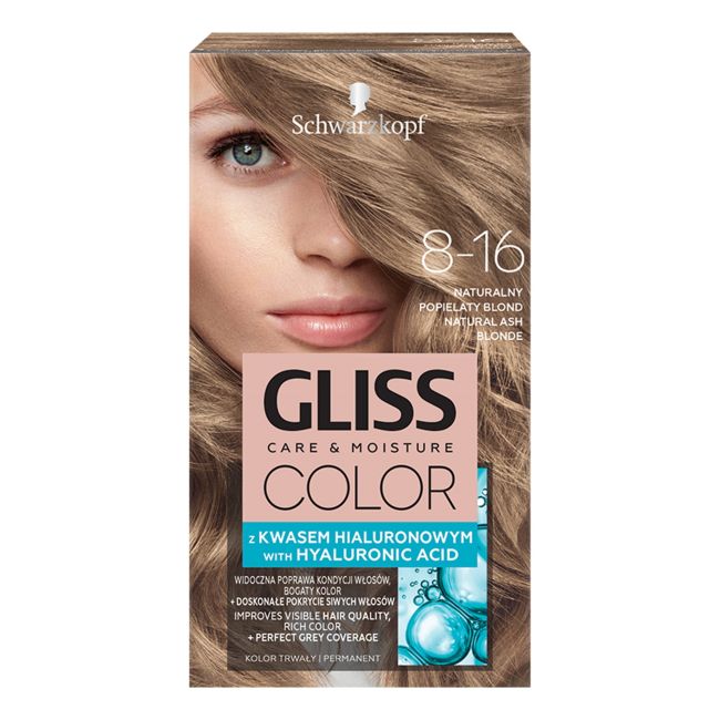 

Цветная краска для волос Gliss, цвет 8-16 natural ash blonde