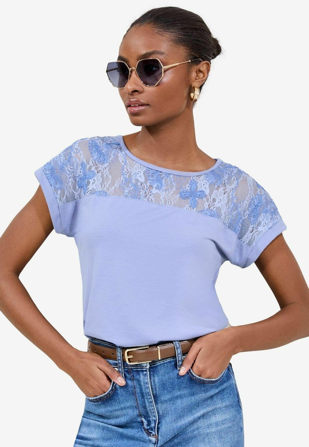 

Футболка с принтом REGULAR FIT-YOKE DETAIL Lipsy, синий