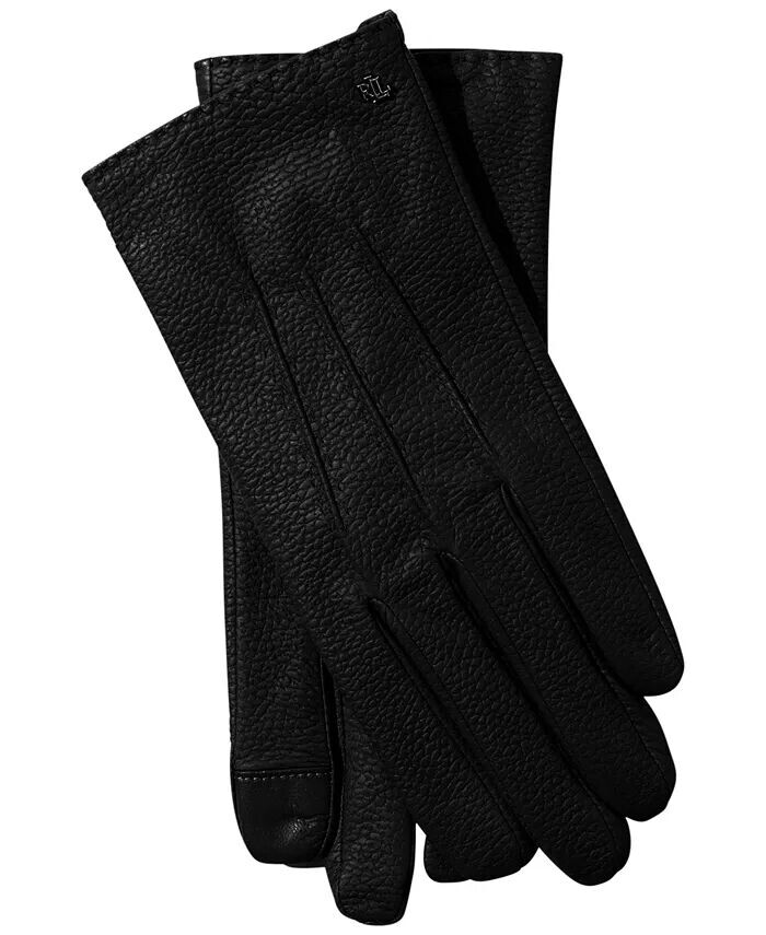 

Перчатки из фактурной кожи Pebble Lauren Ralph Lauren, черный