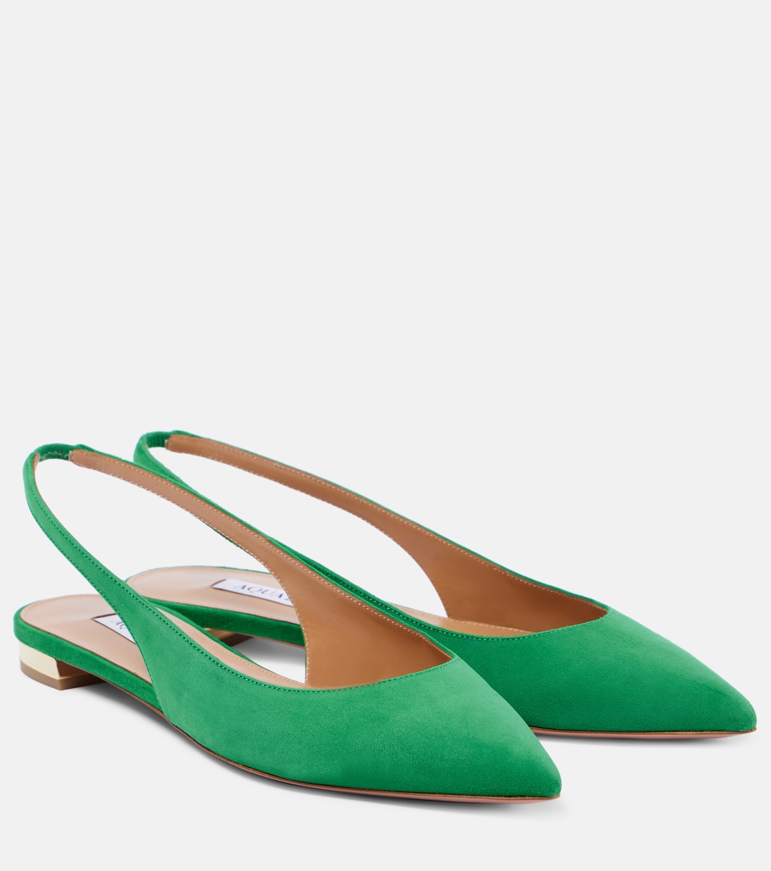 Туфли-лодочки Purist из замши с открытой пяткой Aquazzura, Rich Emerald