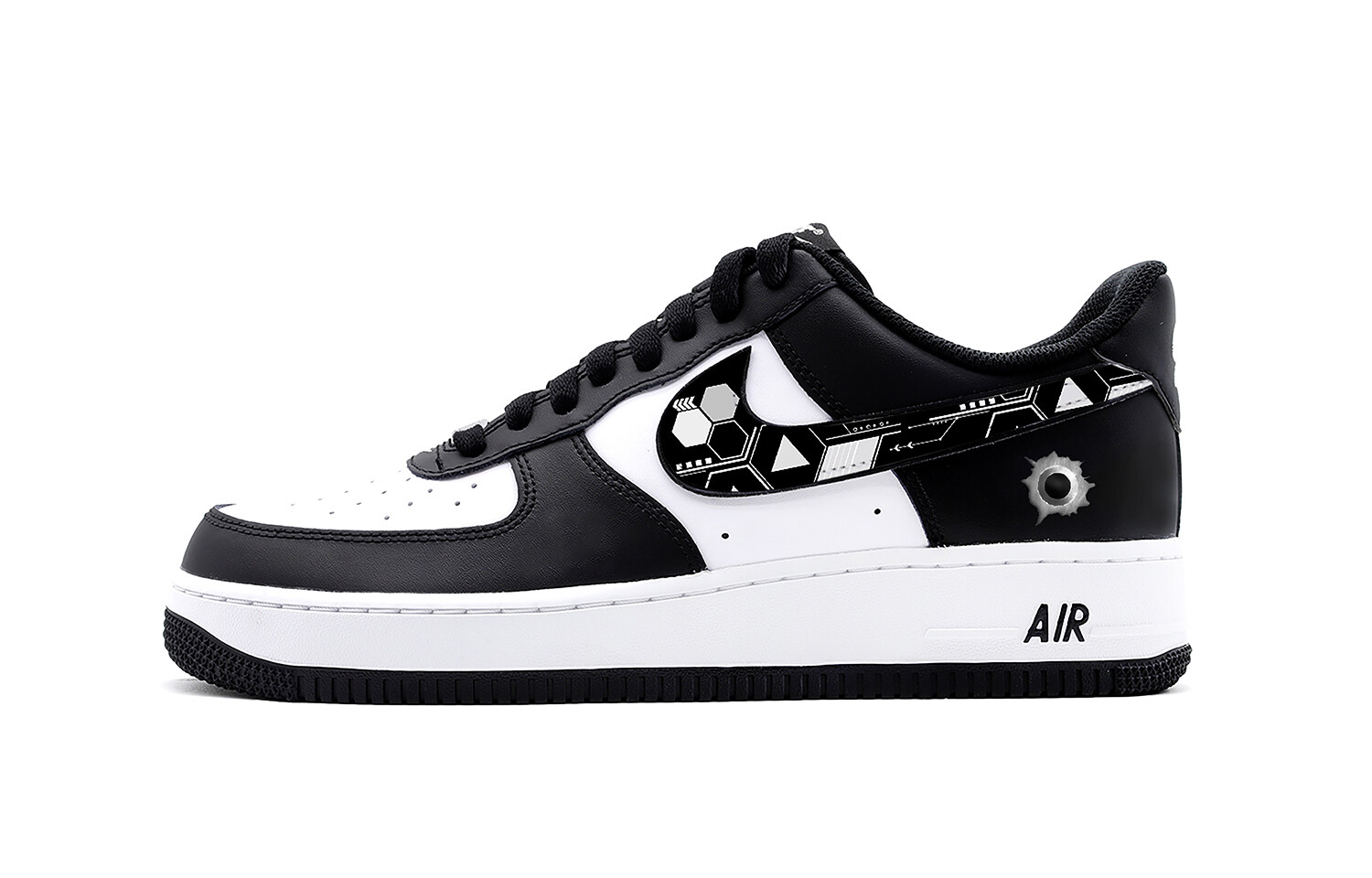 

Кастомизированные кроссовки Nike Air Force 1 Skateboarding Shoes Unisex, черный/белый