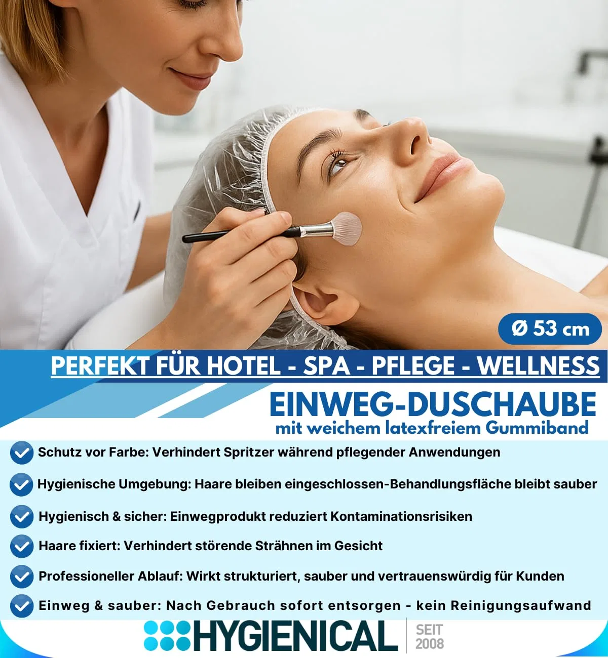 Одноразовые шапочки для душа, 100 штук Hygienical Betriebsbedarf — фото 4