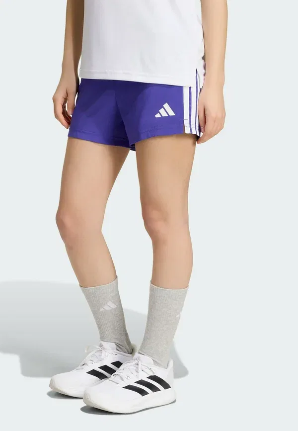 Шорты тренировочные Adidas Sportswear essentials 3 stripes shorts, чисто-фиолетовый белый