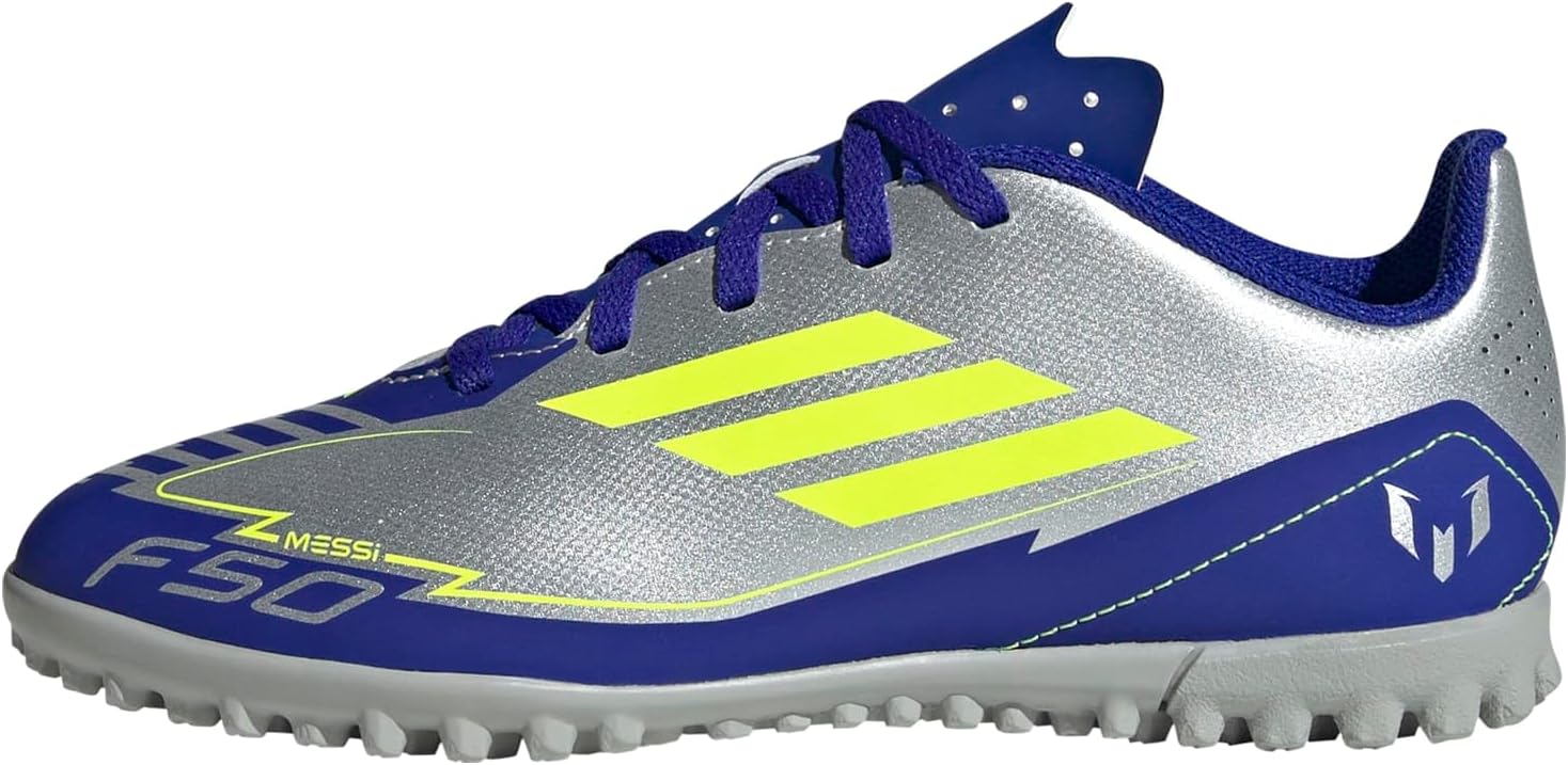 

Футбольные детские бутсы Adidas F50 Club Messi Turf унисекс, синий/желтый/ярко-синий