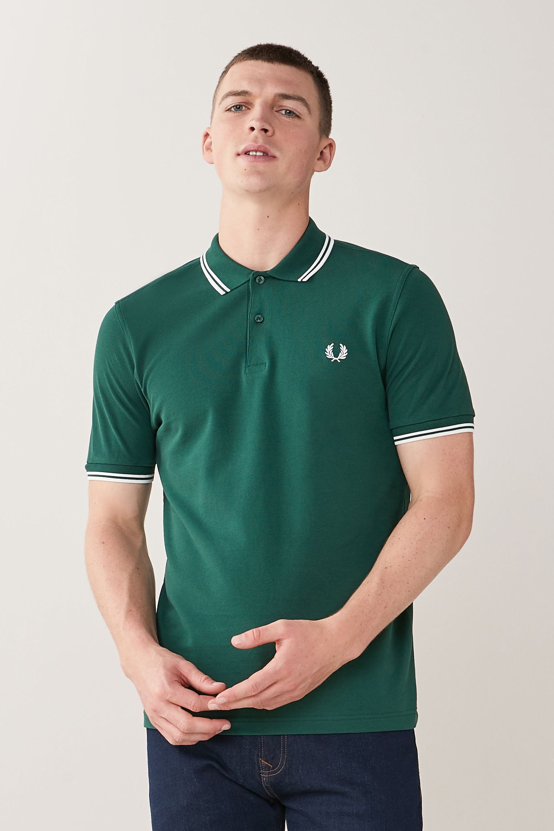 

Мужская рубашка-поло с двойными полосками Fred Perry, белый