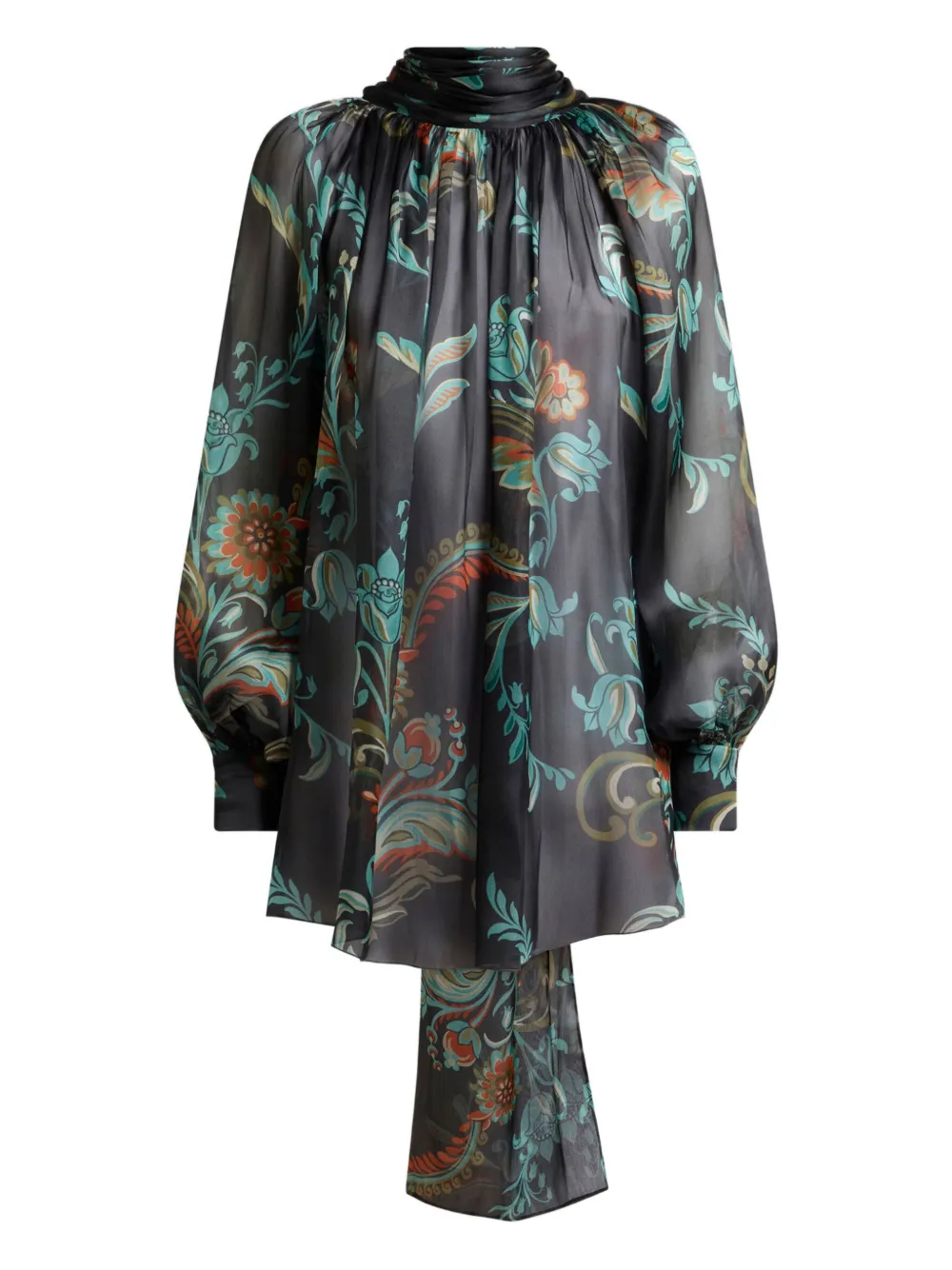 

Блузка с высоким воротником и узором ETRO, черный