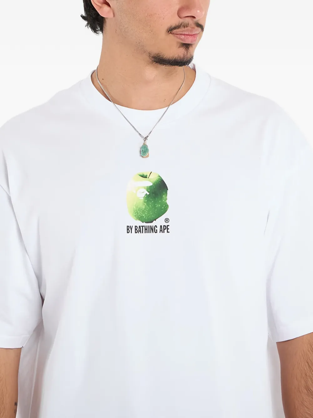 Футболка с принтом в виде яблока A Bathing Ape, белый — фото 4