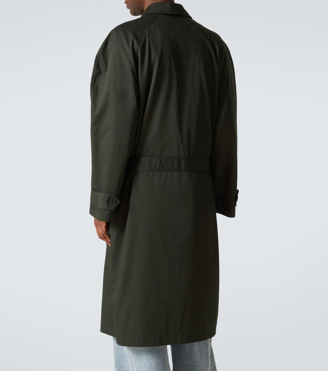 Хлопковое пальто с поясом Car Coat Balenciaga, зеленый — фото 4