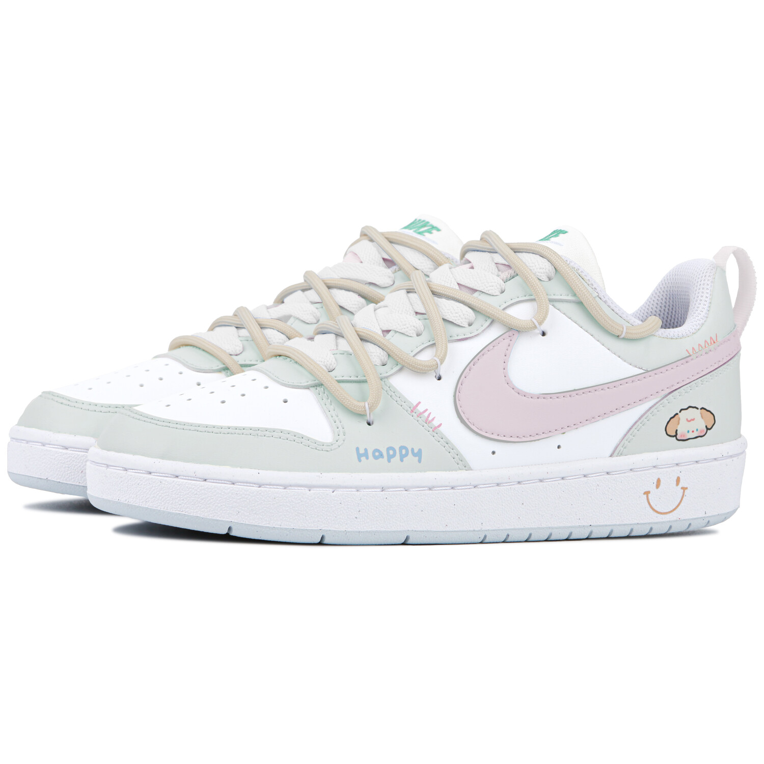 

Кроссовки Nike Court Borough Skateboarding Shoes Women's Low-top White/pink/green, белый