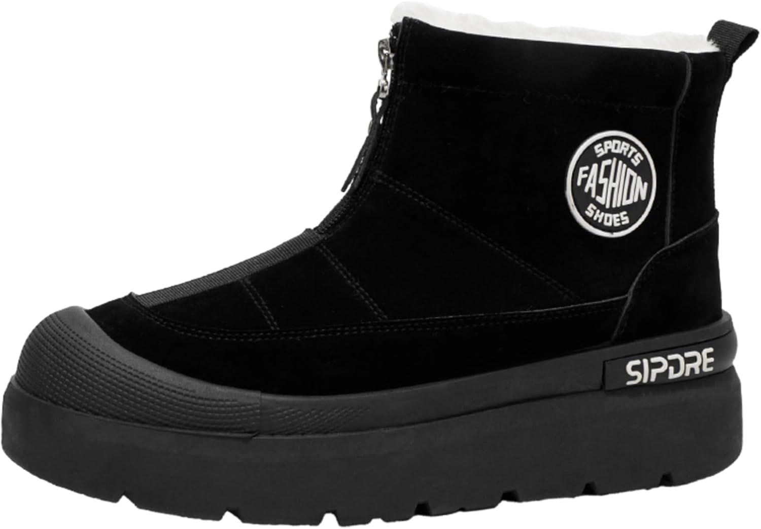 

Мужские зимние высокие ботинки с флисовой подкладкой: теплые мягкие ботинки больших размеров, молния и модные детали, толстая подошва, подходит для холодной погоды на улице и для повседневной носки Khwfjas, черный