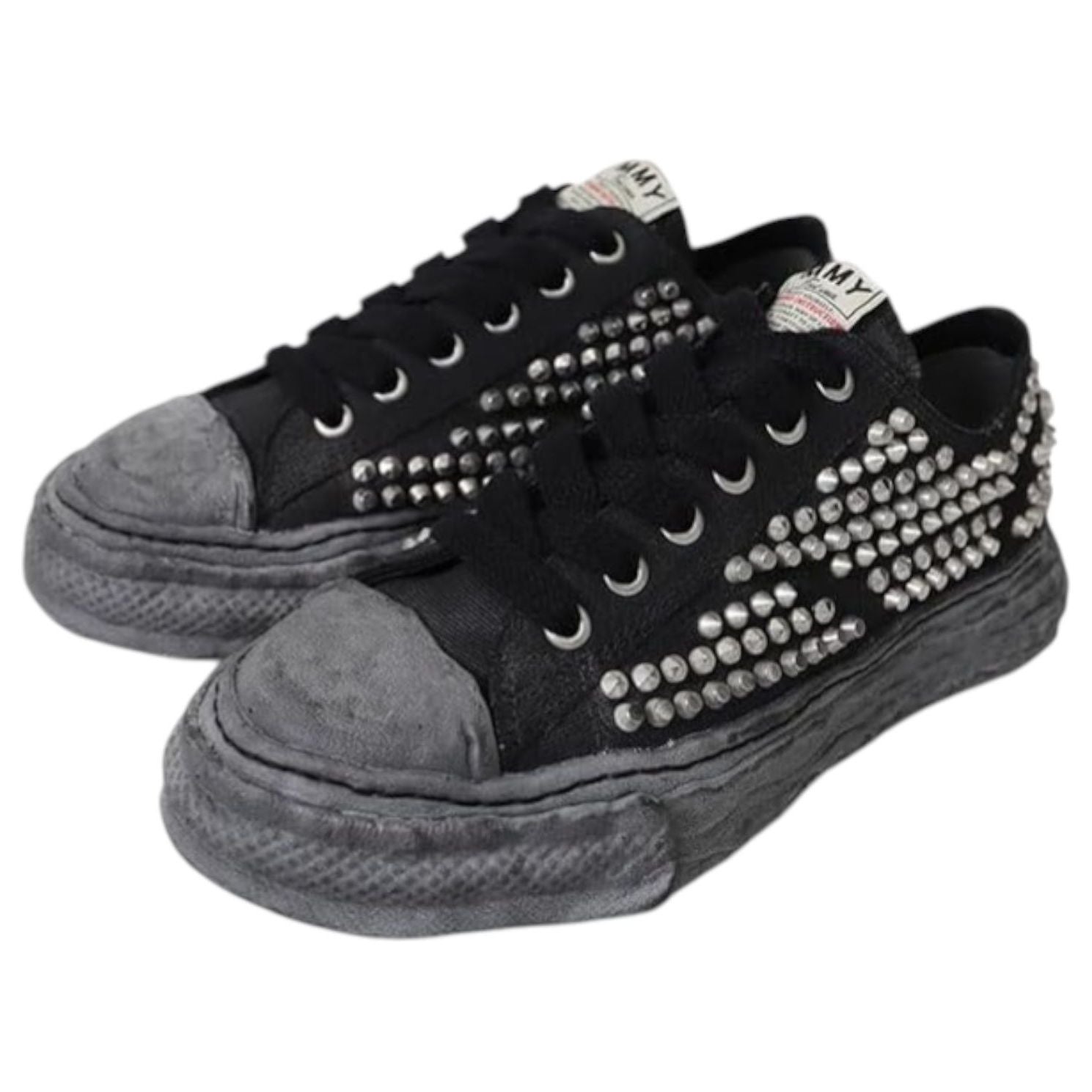 Maison Mihara Yasuhiro Peterson 23 OG Sole Studded Canvas Low 'Black Black' — фото 4