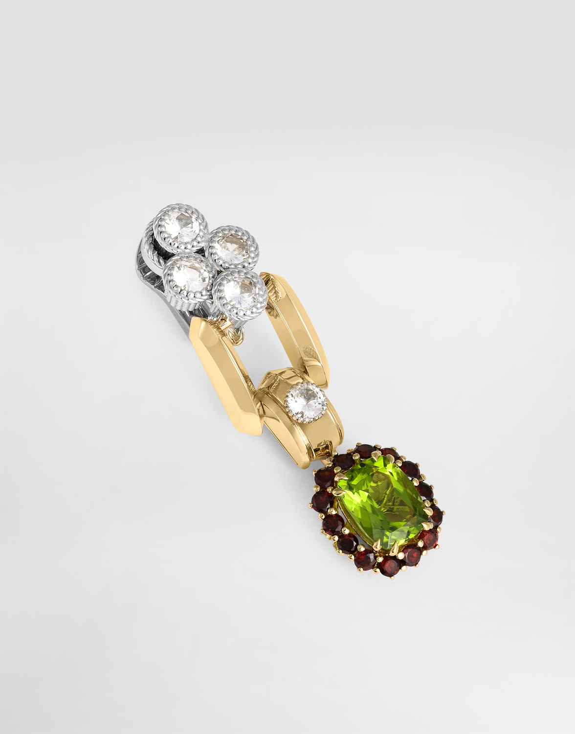 DOLCE & GABBANA Серьги Eleganza из белого и желтого золота 18 карат с перидотами, гранатами и сапфирами — фото 3