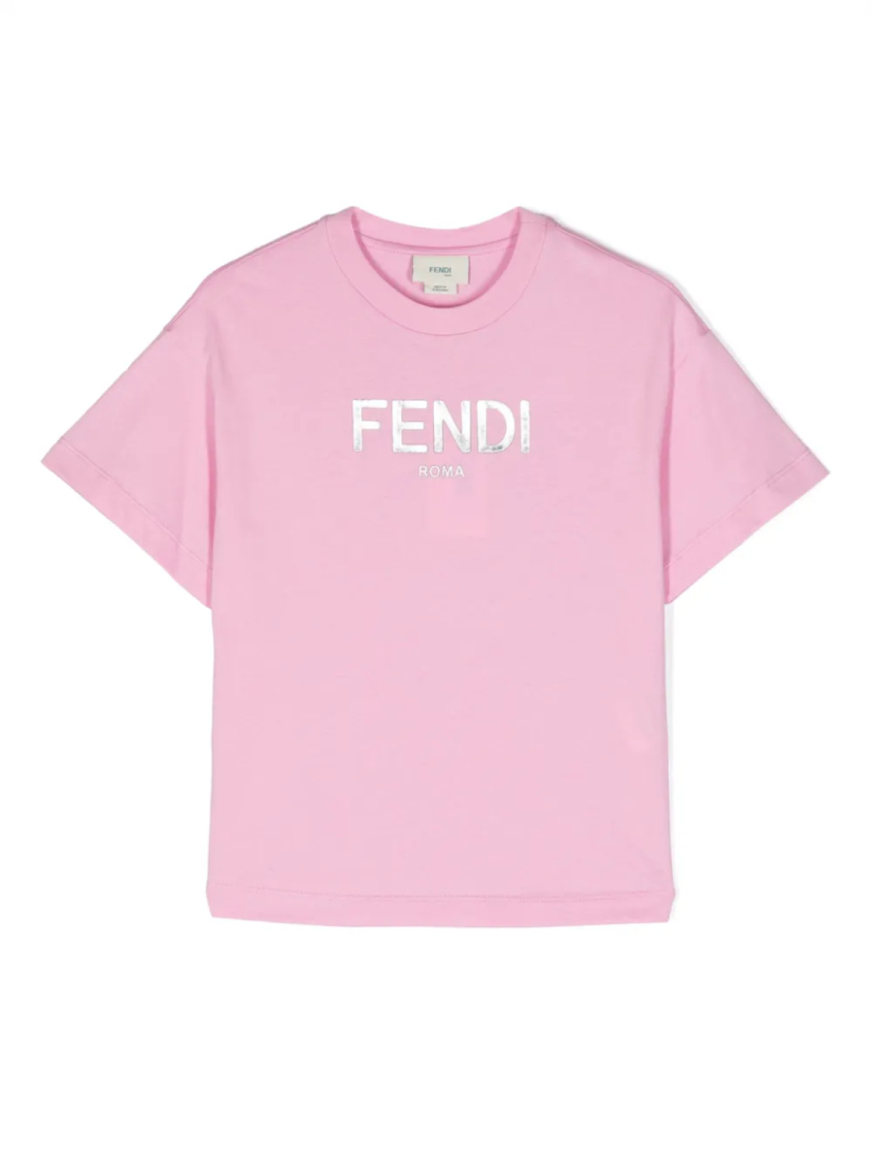

Футболка из хлопка с флокированным логотипом Fendi Kids, розовый