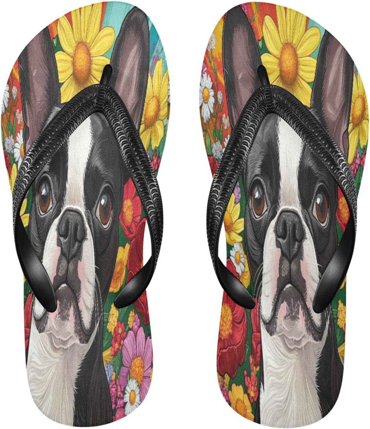 

Милые женские и мужские шлепанцы с цветочным принтом Boston Terrier, пляжные, резиновые, с противоскользящей подошвой, летние тапочки для прогулок Sinestour, Cute Boston Terrier Floral