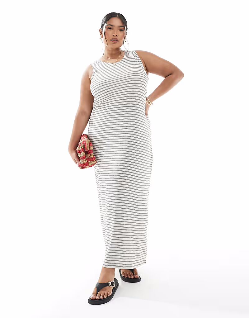 

Платье-макси Vero Moda Curve с пышной юбкой в ​​полоску