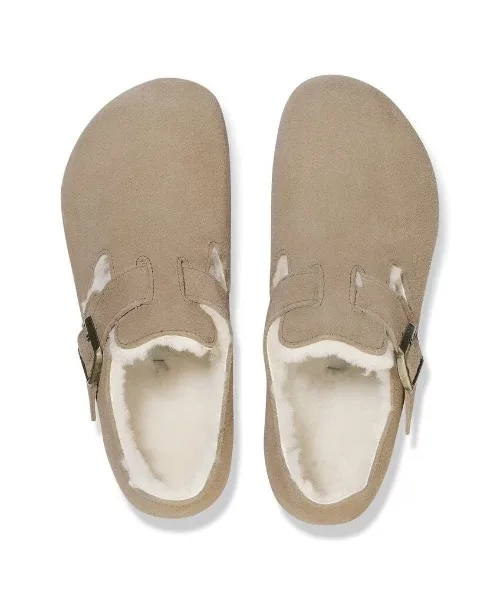 Унисекс слипоны с мехом London BIRKENSTOCK бежевые — фото 3