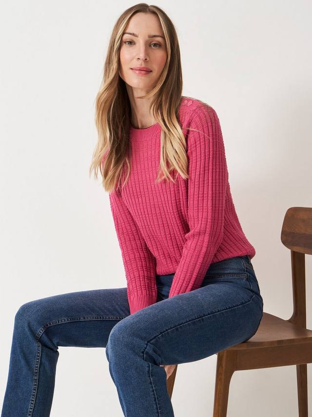 

Толловый джемпер с фактурной вязкой Crew Clothing, Bright Pink