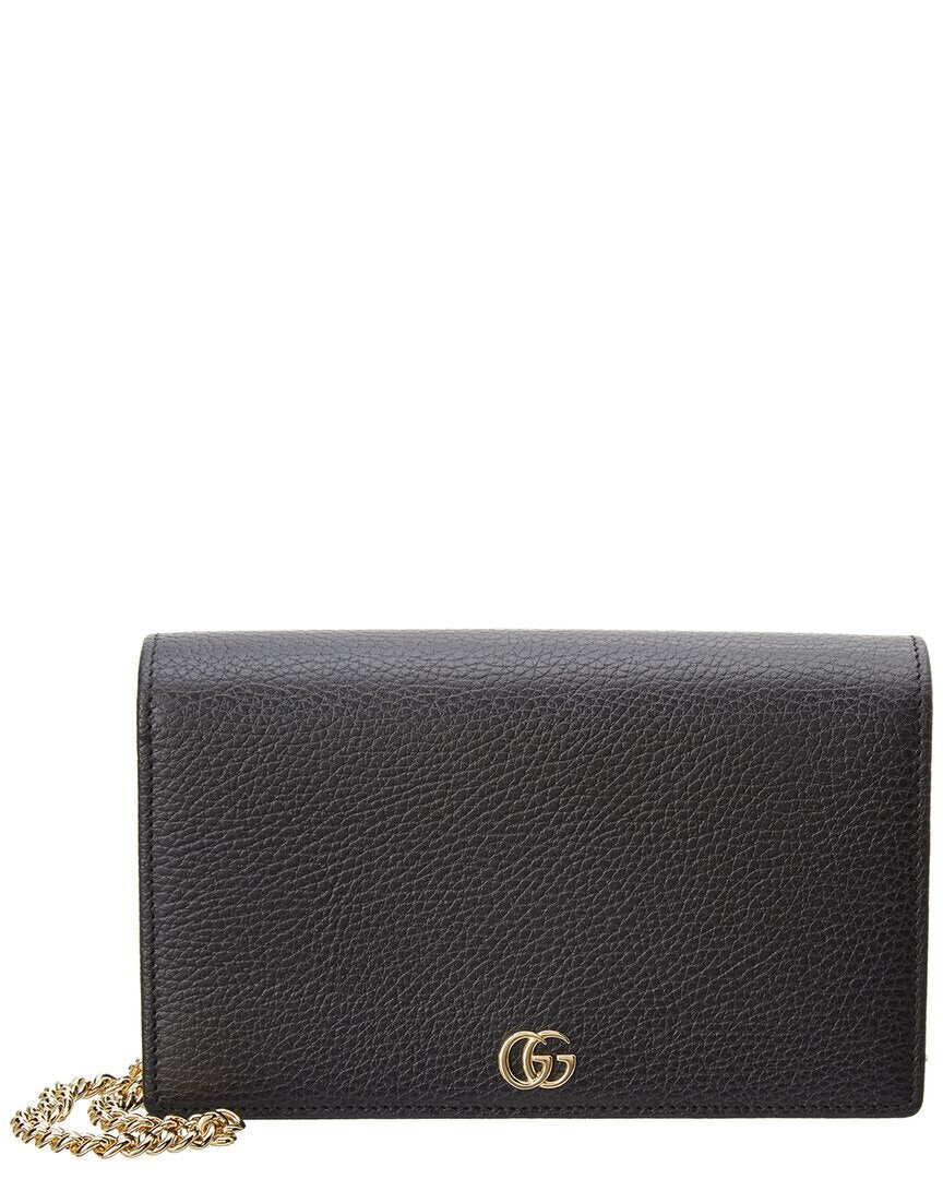 

Кожаная мини-сумка на цепочке Gucci GG Marmont, черный