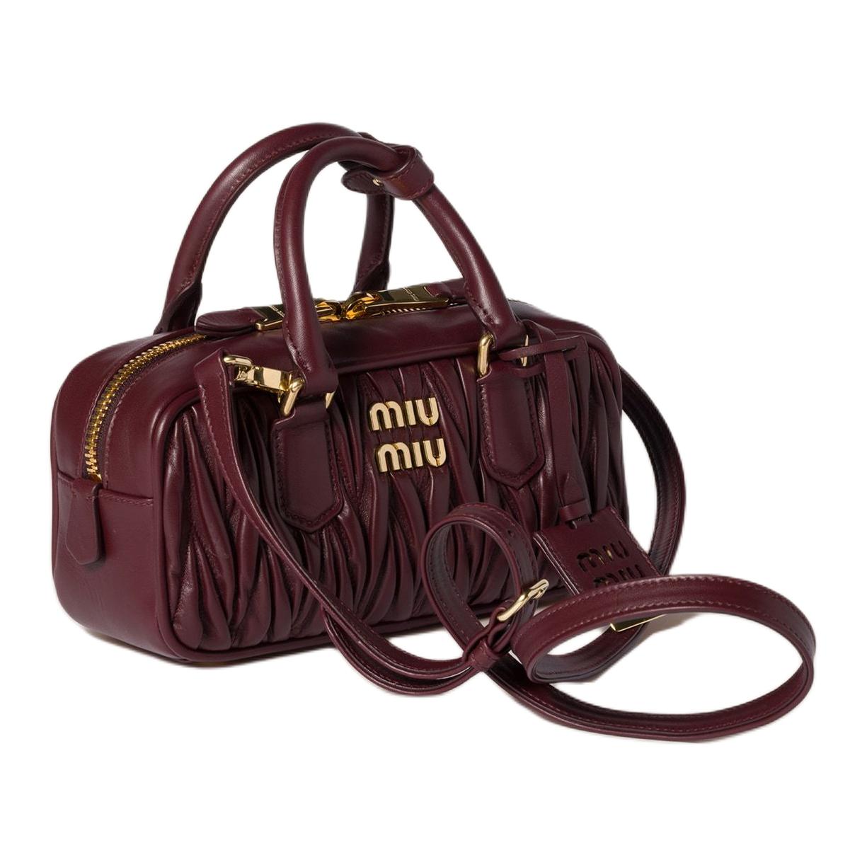 Сумка Arcadie Series Lambskin Regular женская бордовая MIU MIU, Set (Bag+Dust Bag) — фото 3
