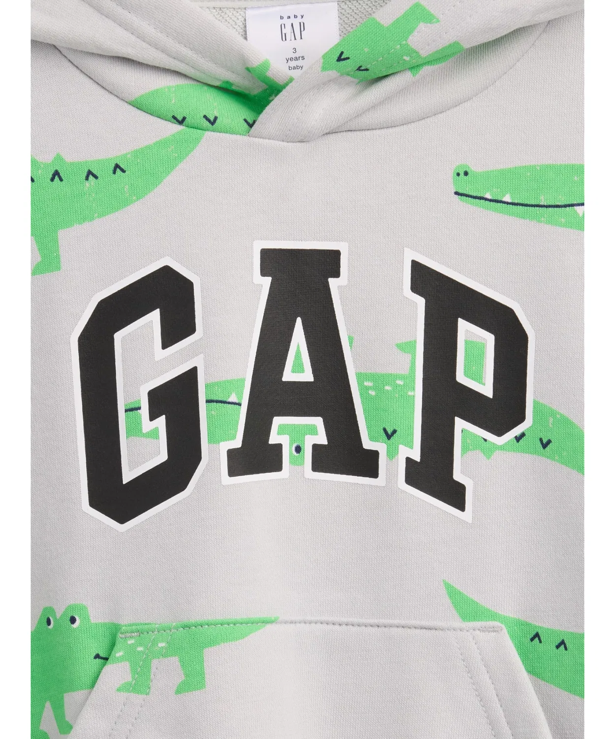 Детская парка Gap Relaxed Fit с логотипом GAP из французского трикотажа, серый — фото 3