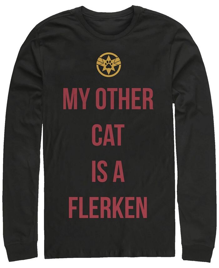 

Мужская футболка Marvel Captain Marvel My Cat is a Flerken с длинными рукавами Fifth Sun, черный