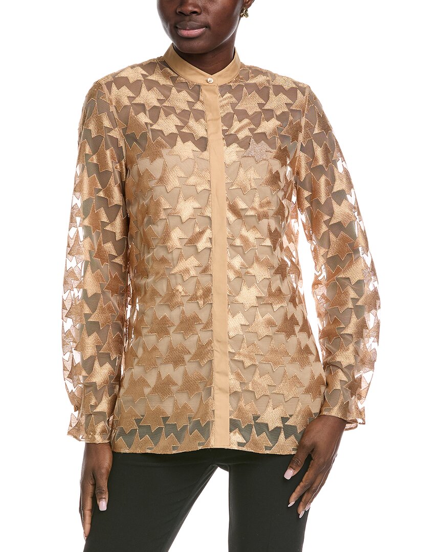 

Вышитая сетчатая рубашка Akris, коричневый