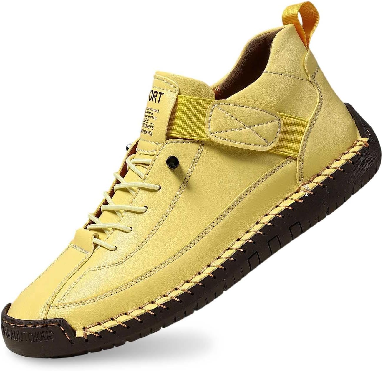 

Удобные ортопедические кроссовки, ручной работы из кожи, комфортная обувь с легким процессом надевания, мягкая ортопедическая поддержка, ботинки Generic, желтый