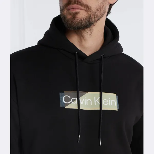 Многослойное худи обычного кроя с гелевым логотипом Calvin Klein, черный — фото 4