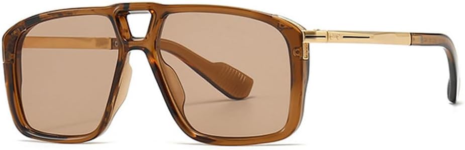 

Мужские солнцезащитные очки в стиле ретро с двойной перемычкой, защита от УФ-излучения UV400, модные женские солнцезащитные очки с заклепками и градиентным переходом цвета TKKTLLT, Tea Tea