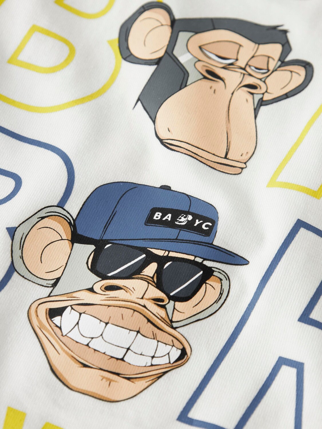 NAME IT Футболка 'Bored Ape' в белом цвете — фото 4