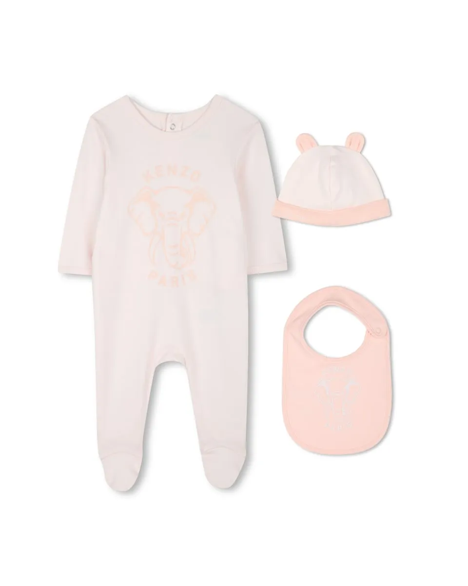 

Детский комплект из 3-х предметов из хлопка Kenzo Kids, розовый