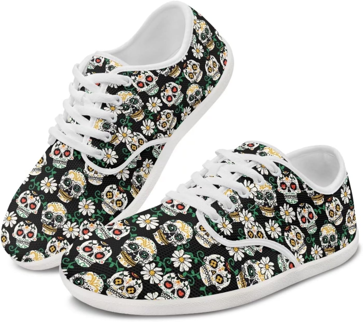 

Женские рабочее кроссовки с черепом широкой ширины теннисные кроссовки для ходьбы на плоских днях рождения спортивные кроссовки Ecaestolph, белый