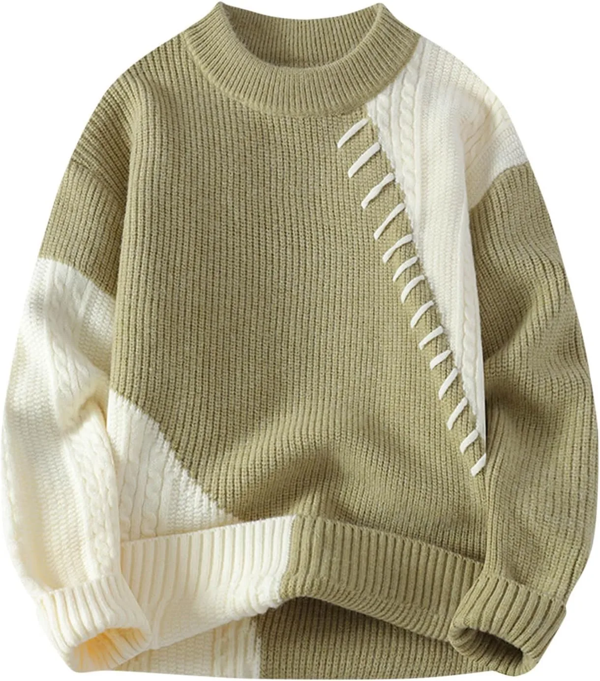 

Свитер мужской с круглым вырезом и длинными рукавами, свободного кроя, кабельная вязка, Plus Size, для теплой зимы AQAYL