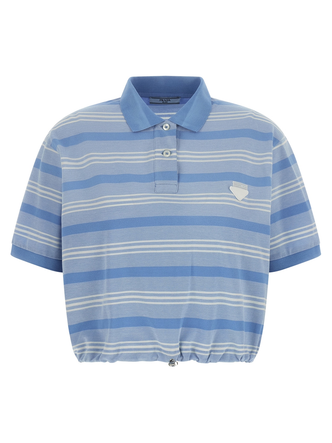 

Укороченная полосатая рубашка поло Prada, голубой