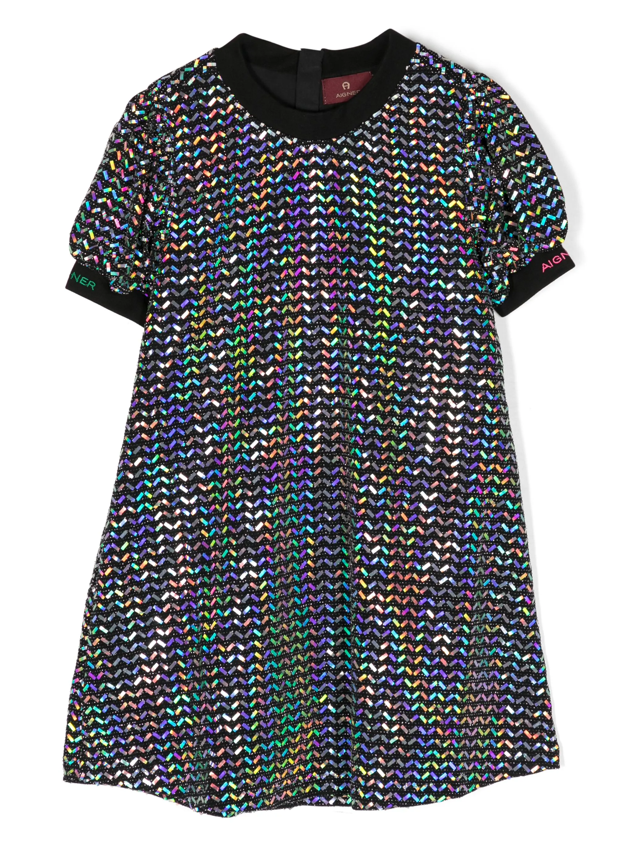 

Расклешенное платье с голографическим эффектом Aigner Kids, черный