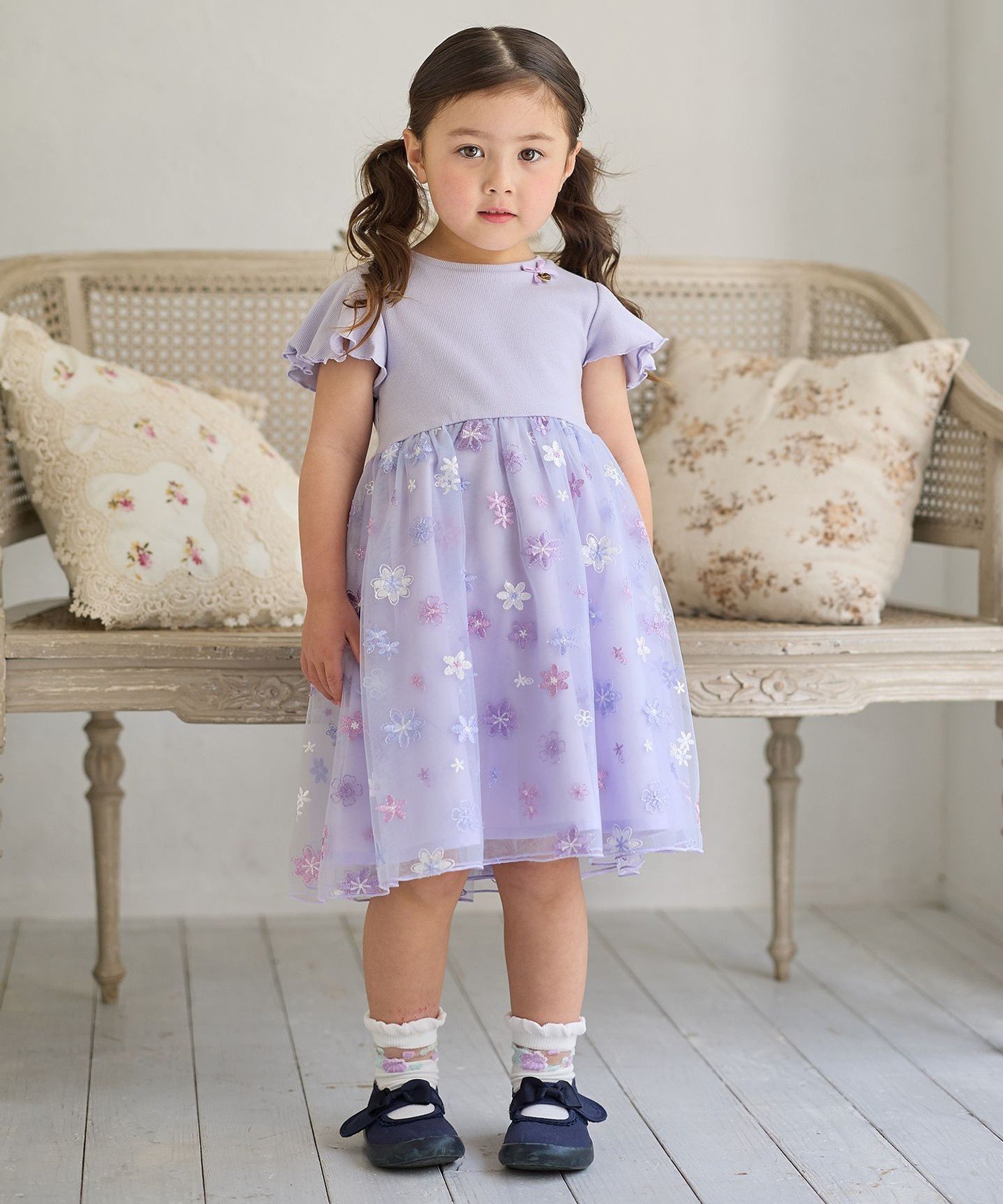 Платье из вышитого тюля ANY KIDS, Lavender [082] — фото 2