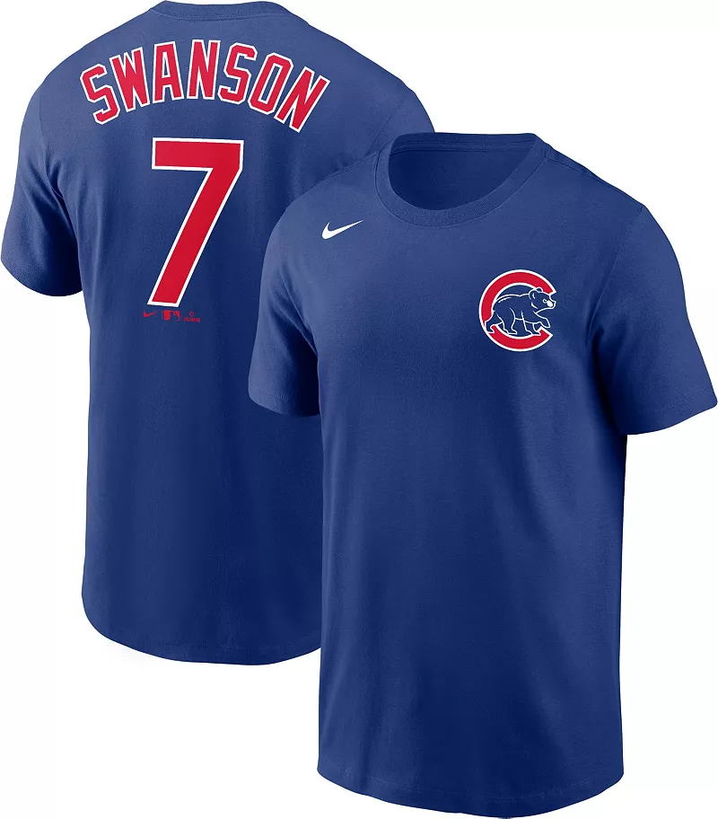 

Мужская футболка Nike Chicago Cubs Dansby Swanson #7 королевского синего цвета Fanatics