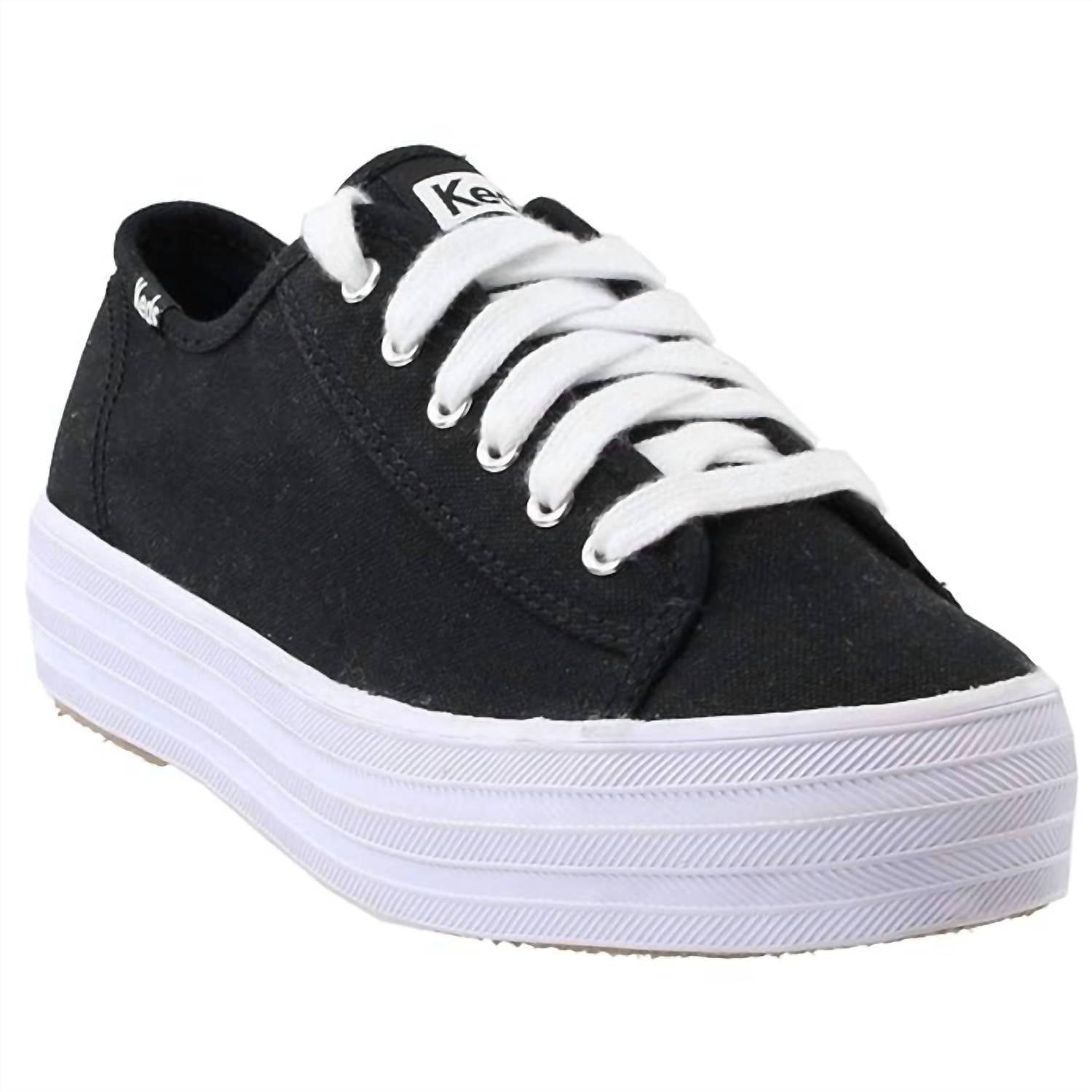 Женские кроссовки Triple Kick из ткани в черно-белом цвете Keds