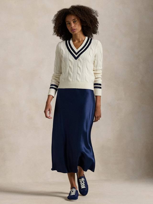

Богатый джемпер из крикетной шерсти с блестками Ralph Lauren, цвет Cream/Navy