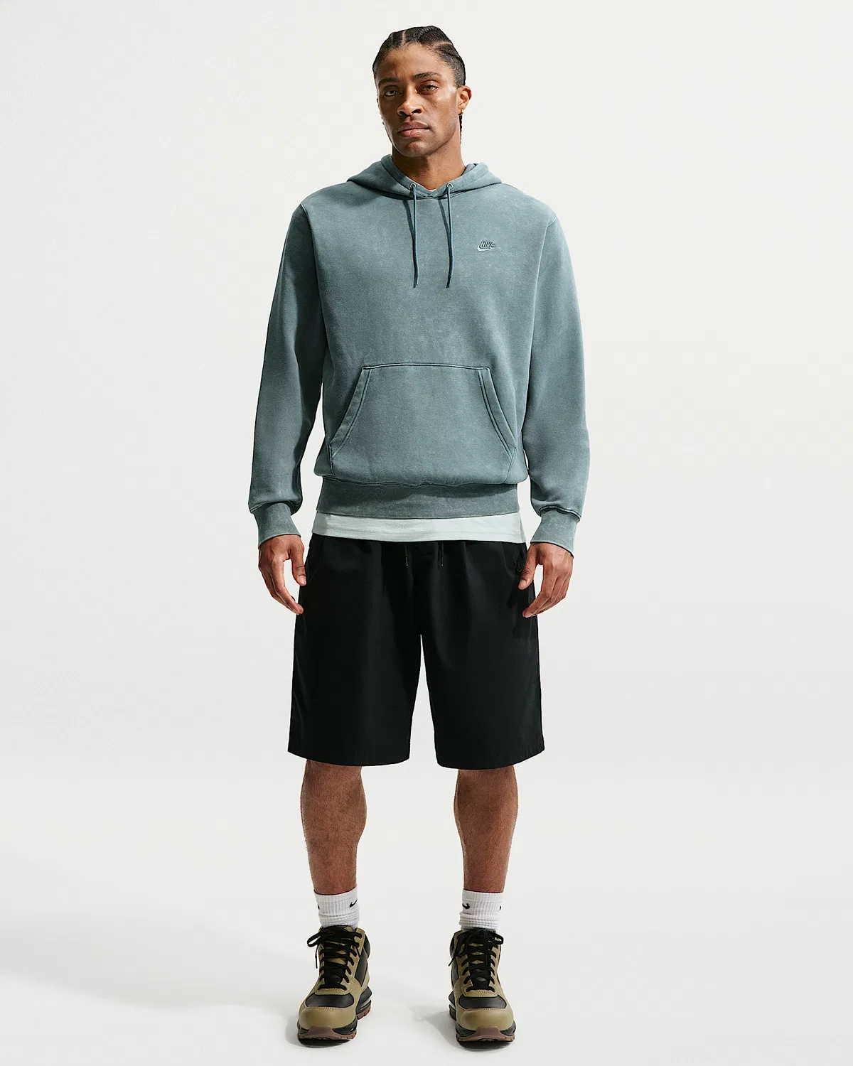 Мужская флисовая худи Nike Sportswear Club с эффектом состаривания, Mineral Slate/Mineral Slate — фото 4
