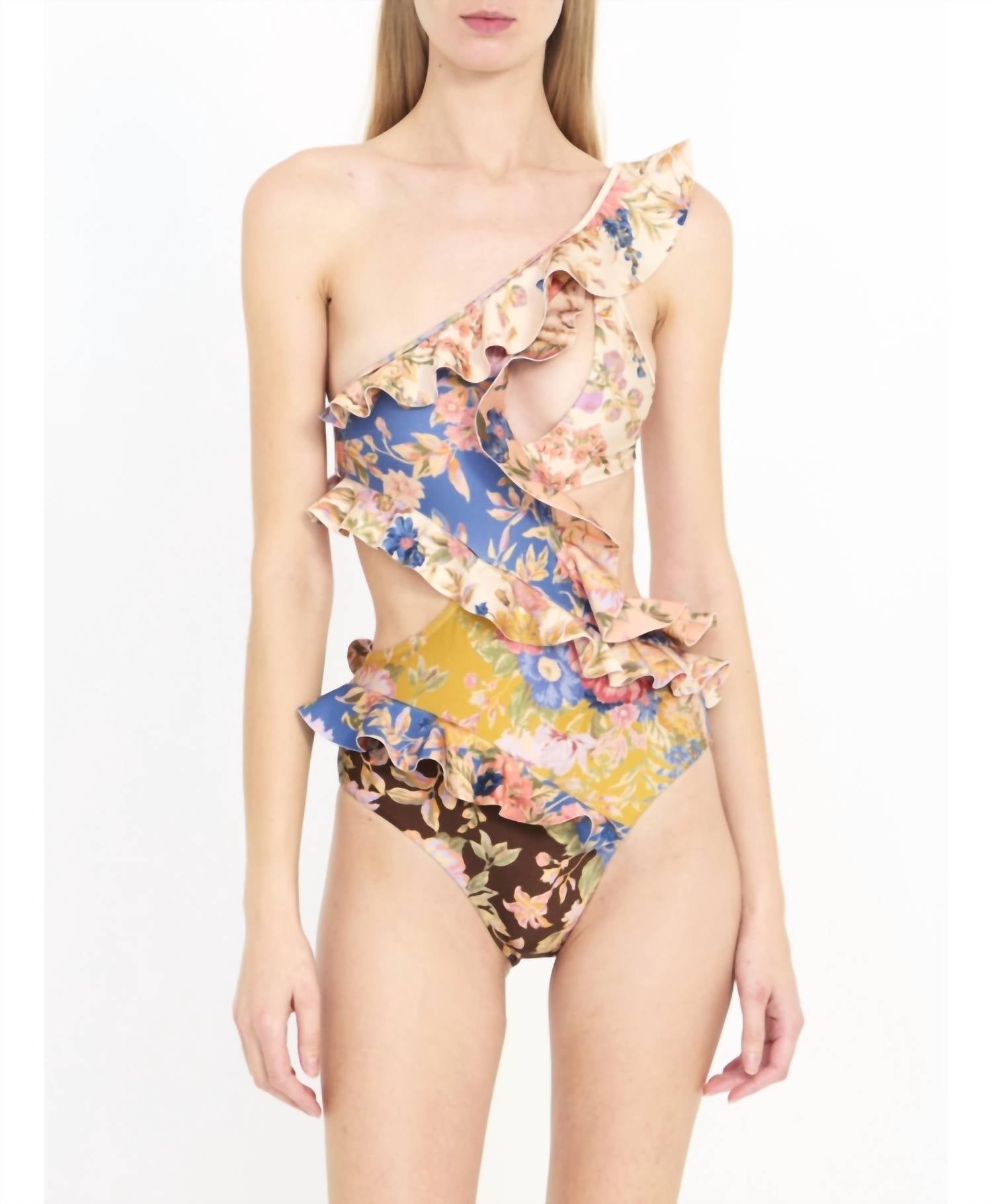 

Купальник August Asymmetric Frill в сплайсе Zimmermann, цвет spliced