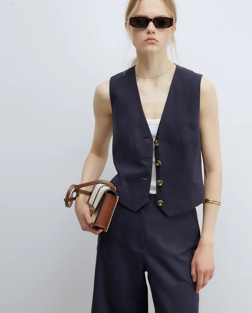 

Жилет из льна Sfera, темно-синий