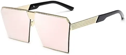 

Крупные солнцезащитные очки в металлической оправе для женщин, зеркальные солнцезащитные очки для мужчин, очки с защитой от УФ-излучения UV400, большая оправа MTZJH